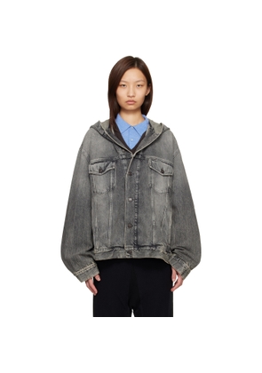 Acne Studios Black Hooded Denim Jacket