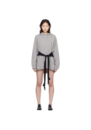 MM6 Maison Margiela Gray Hooded Glove Sweatshirt Minidress