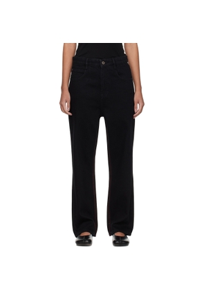 Fax Copy Express Black Red Stitch Straight Jeans