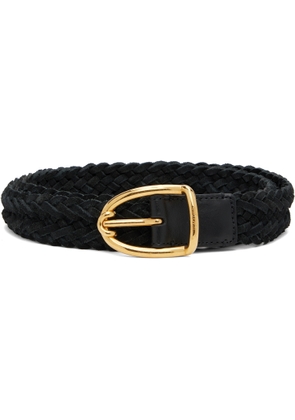 TOM FORD Black Woven Suede Angled Buckle Belt