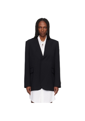MM6 Maison Margiela Black Collarless Tailoring Wool Blazer