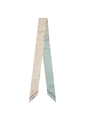 Valentino Garavani Blue & Beige Silk Bandeau Scarf