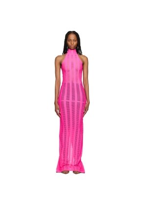 FAL-ASH Pink Lasercut Maxi Dress