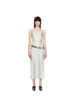 Rabanne Blue Double Satin Printed Midi Dress