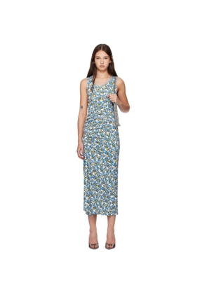 Rabanne Blue Flower Print Midi Dress