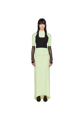 JOHANNA PARV Green Lycra Silicone Dots Maxi Dress