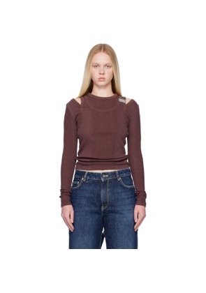 Jean Paul Gaultier Burgundy Rib Cutout Fastener Top
