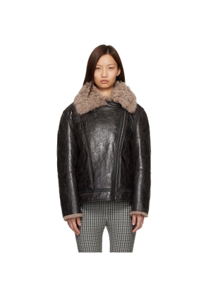 Acne Studios Brown Leather Shearling Jacket