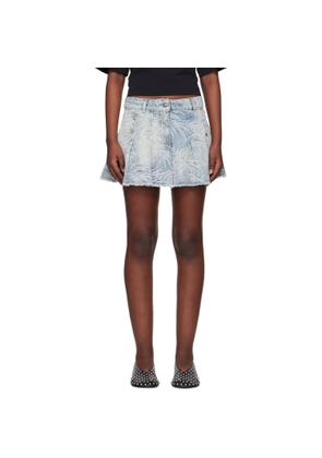 Palm Angels Blue Palms Jacquard Denim Miniskirt