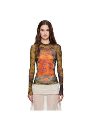 Jean Paul Gaultier Khaki & Orange 'The Médaillon' Top