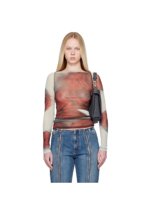 Jean Paul Gaultier Gray & Red 'The Blurry Roses' T-shirt
