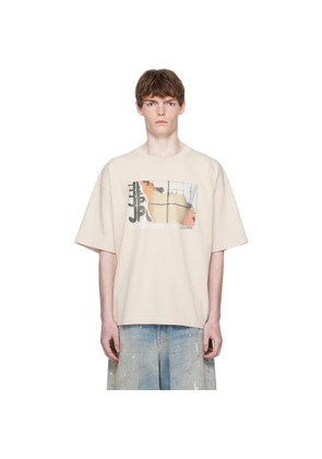 Jean Paul Gaultier Beige Oversized Printed Fire T-shirt
