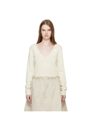 MM6 Maison Margiela Off-White V-Neck Wool Sweater