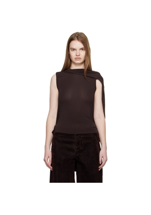 Jean Paul Gaultier Brown Stretch Viscose Double Layer Draped Top