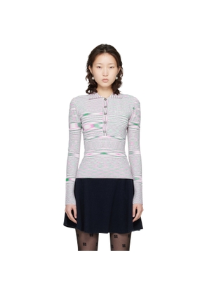 GANNI Pink & Green Spacedyed Knit Polo