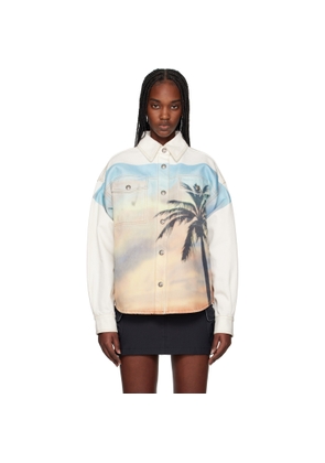 Palm Angels Off-White Sunrise Palm Denim Overshirt
