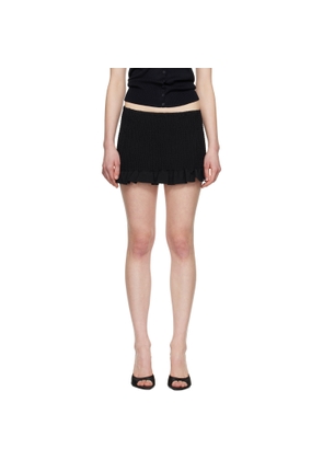 GUIZIO Black Apolline Smocked Miniskirt