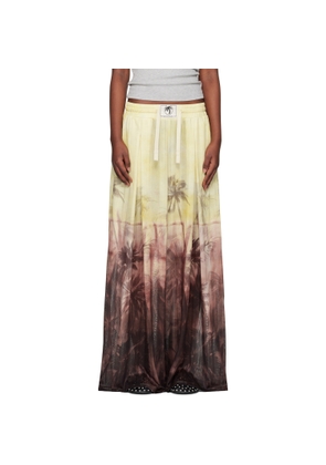 Palm Angels Yellow & Brown Sunset Palms Mesh Trousers
