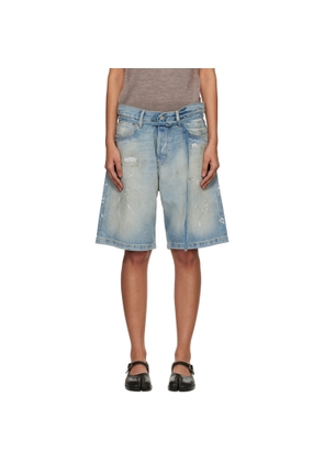 Acne Studios Blue Belted Denim Shorts