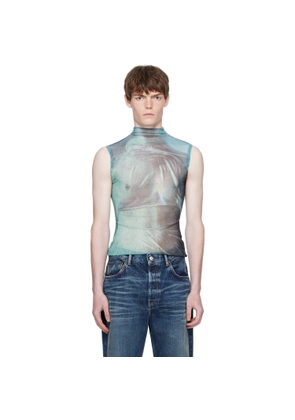 Jean Paul Gaultier Blue Printed Water Turtleneck