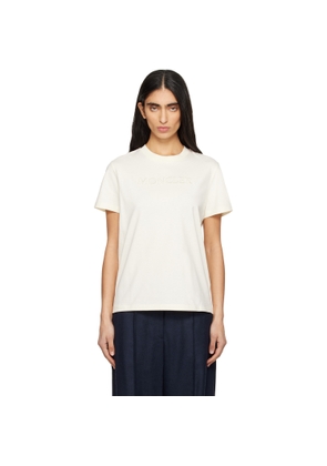 Moncler Off-White Embroidered Tonal Logo Cotton T-shirt