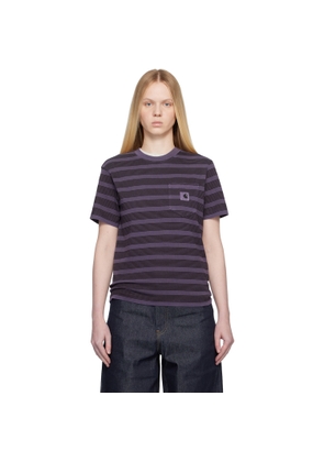 Carhartt Work In Progress Purple Hanson Stripe Pocket T-shirt