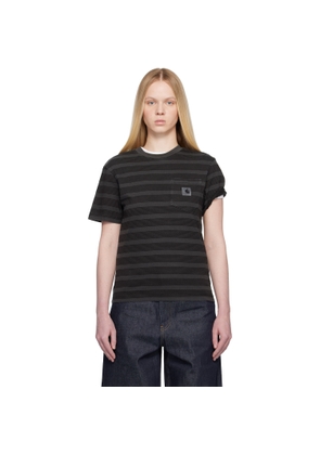 Carhartt Work In Progress Black & Gray Hanson Stripe Pocket T-shirt