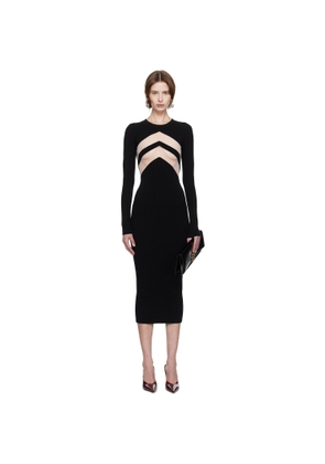 Jean Paul Gaultier Black 'The Chevrons' Midi Dress