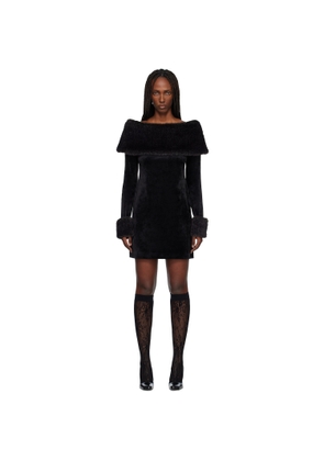 Anna Sui Black Stretch Velour Minidress
