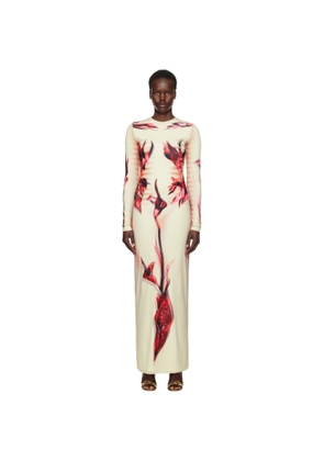 Jean Paul Gaultier Green & Pink 'The Flower Body Morphing Marinière' Maxi Dress