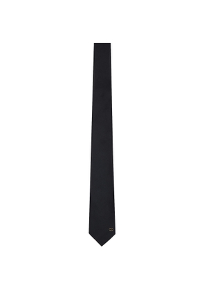 Valentino Garavani Black Valentie Silk VLogo Signature Detail Tie