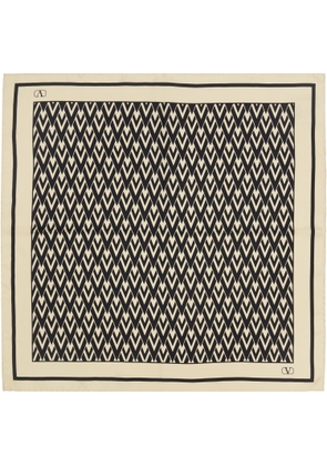 Valentino Garavani Beige & Black 'Toute La V' Silk Scarf