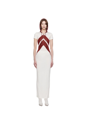Jean Paul Gaultier White & Burgundy 'The Chevrons' Maxi Dress