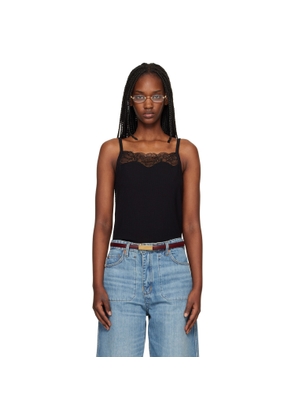 Re/Done Black Lace Ribbed Camisole