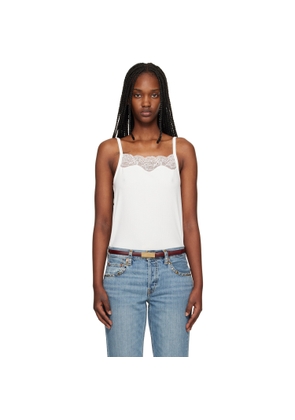 Re/Done Off-White Lace Ribbed Camisole