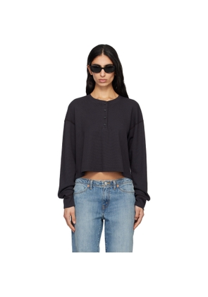 Re/Done Black Hanes Edition Waffle Boxy Henley