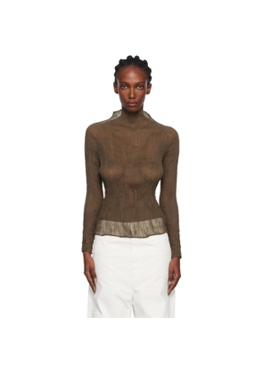 ISSEY MIYAKE Khaki Chiffon Twist Top