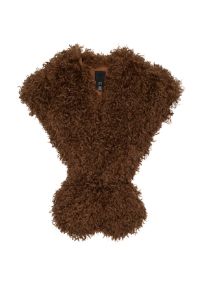 Anna Sui Brown Faux Fur Shawl Scarf