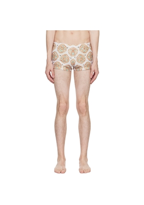 COMMAS Beige Painted Flower Square Swim Briefs