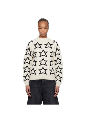 Re/Done Beige & Black Mock Neck Star Sweater