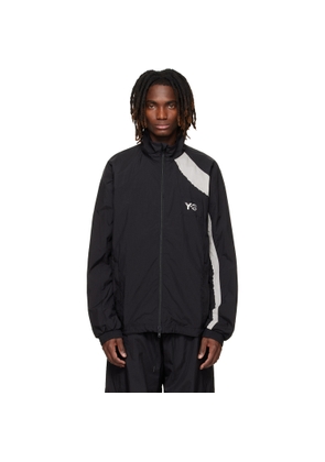 Y-3 Black Raw Edge 3 Stripes Nylon Shell Jacket