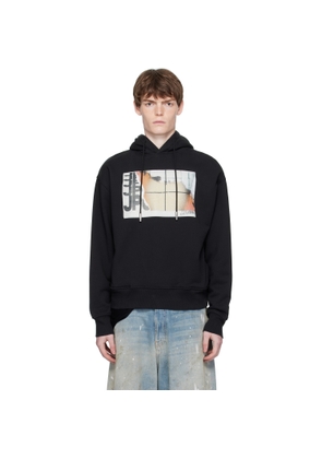 Jean Paul Gaultier Black Printed Fire Hoodie