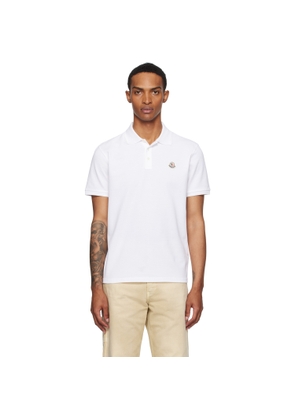 Moncler White Logo Patch Cotton Piquet Polo