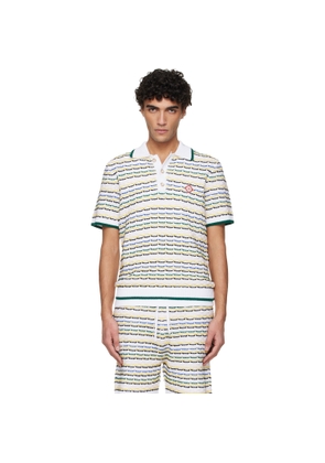 Casablanca White Tuck Stitch Short Sleeve Polo