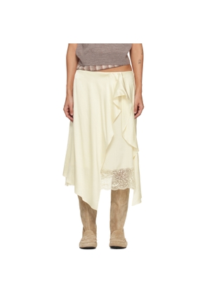 Acne Studios Off-White Layered Satin Midi Skirt