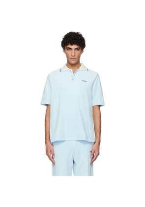 Casablanca Blue Velour Short Sleeve Polo