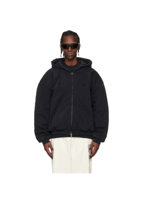 VETEMENTS Black Embroidered Cross Padded Zip-Up Hoodie