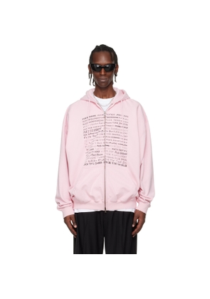 VETEMENTS Pink Fuck Everything Zip-Up Hoodie