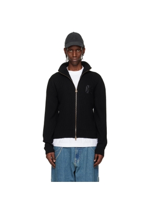 VETEMENTS Black Leather Cross Zip-Up Sweater