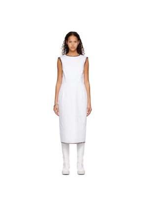 Raf Simons White Distressed Denim Midi Dress